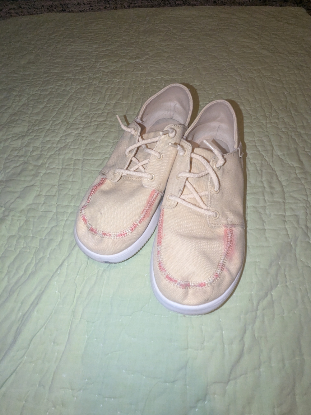 Chaco Cream Canvas Sneakers with Pink Stitching